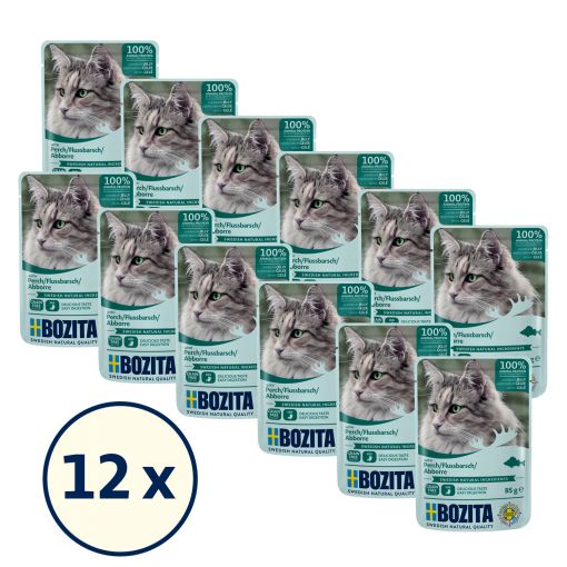 Bozita Cat Frischebeutel Häppchen in Gelee mit Flussbarsch 85 g (Menge: 12 je Bestelleinheit)