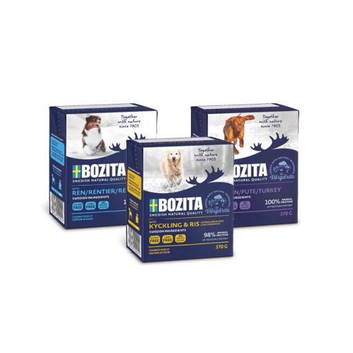 Bozita Happen in Gelee - Pute, Rentier & Hhnchen mit Reis 18 x 370 g Probierpaket