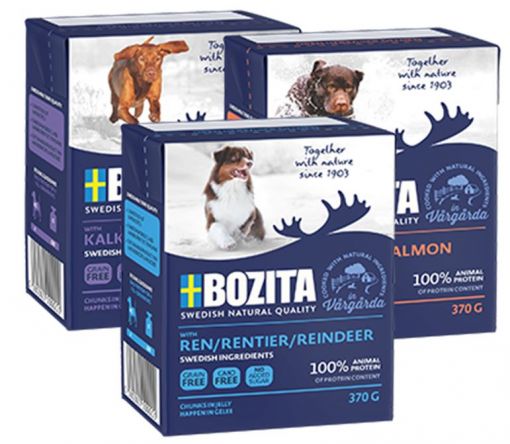 Bozita Happen in Gelee - Lachs, Rentier & Pute 18 x 370 g Probierpaket