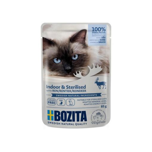 Bozita Indoor & Sterilised Häppchen in Sauce Rentier 85 g (Menge: 12 je Bestelleinheit)