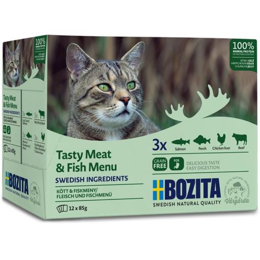 Bozita Cat Frischebeutel Häppchen in Gelee Multibox Fleisch & Fisch 12 x 85 g