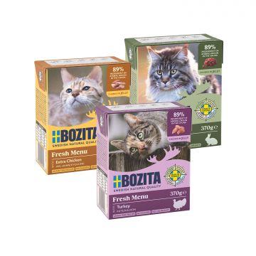Bozita Tetra Recart Häppchen in Gelee - Kaninchen, Pute & mit viel Huhn 18 x 370 g Probierpaket Bozita Tetra Recart Häppchen in Gelee - Kaninchen, Pute & mit viel Huhn 18 x 370 g Probierpaket