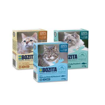 Bozita Tetra Recart Häppchen in Gelee - Makrele, Schellfisch & mit viel Huhn 18 x 370 g Probierpaket Bozita Tetra Recart Häppchen in Gelee - Makrele, Schellfisch & mit viel Huhn 18 x 370 g Probierpaket