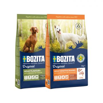 Bozita Original Adult Flavour Plus 3 kg + Bozita Original Adult Sensitive Skin & Coat 3 kg Bozita Original Adult Flavour Plus 3 kg + Bozita Original Adult Sensitive Skin & Coat 3 kg