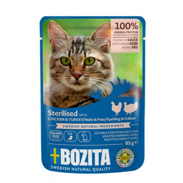 Bozita Sterilised Häppchen in Sauce PB mit Huhn & Pute 85 g (Menge: 12 je Bestelleinheit) Bozita Sterilised Häppchen in Sauce PB mit Huhn & Pute 85 g (Menge: 12 je Bestelleinheit)
