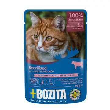 Bozita Sterilised Häppchen in Gelee PB mit Rind 85 g (Menge: 12 je Bestelleinheit) Bozita Sterilised Häppchen in Gelee PB mit Rind 85 g (Menge: 12 je Bestelleinheit)