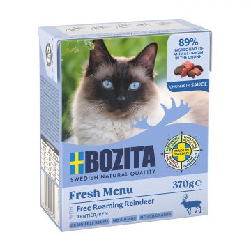Bozita Häppchen in Sauce mit Rentier 370 g (Menge: 6 je Bestelleinheit) Bozita Häppchen in Sauce mit Rentier 370 g (Menge: 6 je Bestelleinheit)