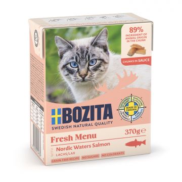 Bozita Häppchen in Sauce mit Lachs 370 g (Menge: 6 je Bestelleinheit) Bozita Häppchen in Sauce mit Lachs 370 g (Menge: 6 je Bestelleinheit)