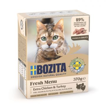 Bozita Häppchen in Sauce mit Hühnchen & Pute 370 g (Menge: 6 je Bestelleinheit) Bozita Häppchen in Sauce mit Hühnchen & Pute 370 g (Menge: 6 je Bestelleinheit)