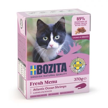Bozita Häppchen in Sauce mit Garnelen 370 g (Menge: 6 je Bestelleinheit) Bozita Häppchen in Sauce mit Garnelen 370 g (Menge: 6 je Bestelleinheit)