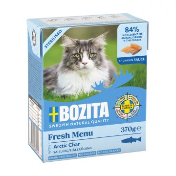 Bozita Sterilised Häppchen in Sauce mit Saibling 370 g (Menge: 6 je Bestelleinheit) Bozita Sterilised Häppchen in Sauce mit Saibling 370 g (Menge: 6 je Bestelleinheit)